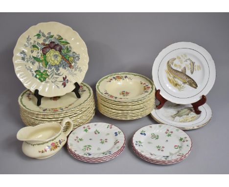 A Collection of Various Grindley Floral Decorated Tea Wares together with Decorative Fish Plates etc 