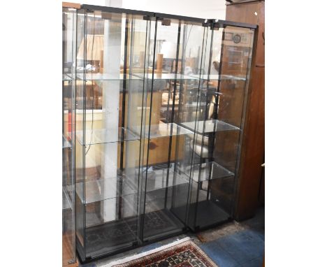 Three Modern Illuminated Three Shelf Display Cabinets, Each 42x73x162cm high 