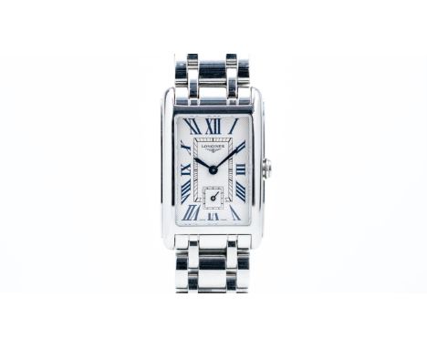 With a quartz movement on a stainlesss steel bracelet.The dial is silver with engine turned pattern and Roman numeral hour ma
