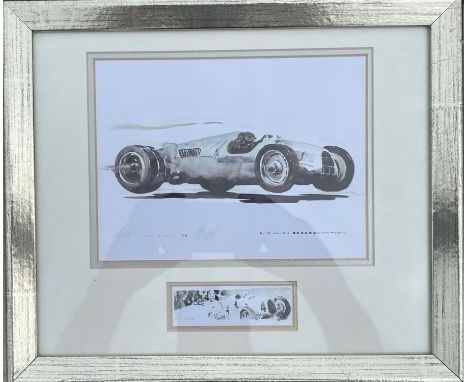 A stylised image by Uli Ehret depicting Bernd Rosemeyer at speed in his 1938 Type-C 'Bergrennwagen'.Limited-edition print (36