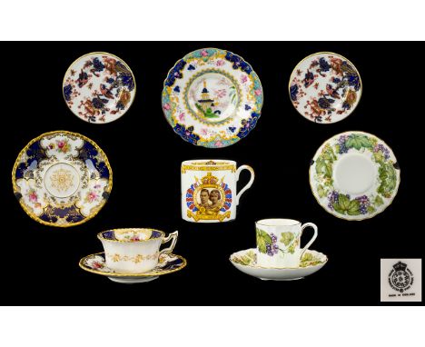 A Good Collection of Early 20th Century Small Porcelain Pieces.  Comprises:  1.  Coalport Handpainted - nice quality cup and 