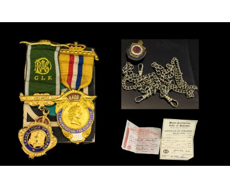 Royal Antediluvian Order Of Buffaloes Interest Two Medals Each issued to elected member George Henry no 9442, Bestway Lodge n