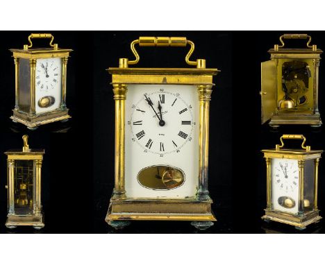 West German Emil Schmeckenbecher Mantel Clock Comprising gilt dial with silvered chapter dial and moon phase. Mahogany case w