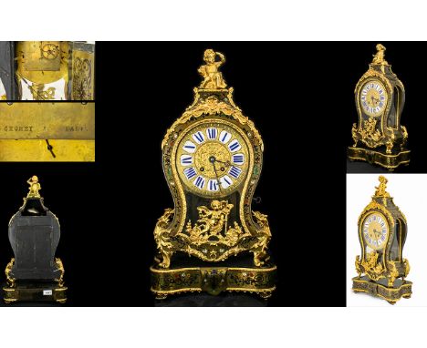 French 18th Century Boulle work and Ormolu Mounted Bracket Clock of Very Impressive Proportions with Quality Movement, Unusua