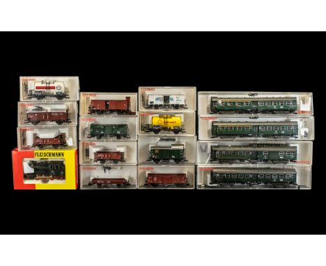 Railway Interest. A Collection of Boxed Model Fleischmann Train Engines to include model numbers 5211, 5351, 5362, 5212,5218,