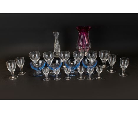 A Collection of Glass Ware including Edinburgh Bud Vase, Ruby Coloured Glass Flower Vase, with original box, made in the Czec