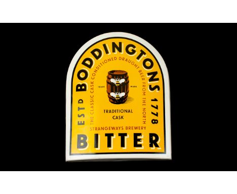 Advertising Display Shield Form Enamel Boddingtons Bitter Sign 14 1/2 x 12 inches, good condition, please see image.