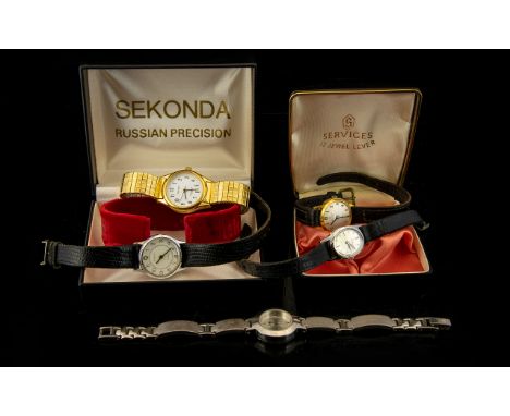 Mixed Lot Of Five Ladies Wristwatches To Include Manual Wind Services, Timex Quartz, Seconda wtc 