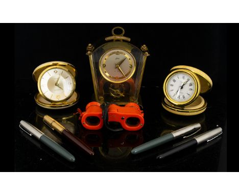 A Mixed Lot Of Clocks And Collectibles Comprising four Parker 51 fountain pens - each in as found condition, together with a 
