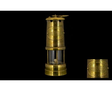 A Brass Welsh Miners Lamp Marked Aberaman Colliery serial number 52512. Please see image