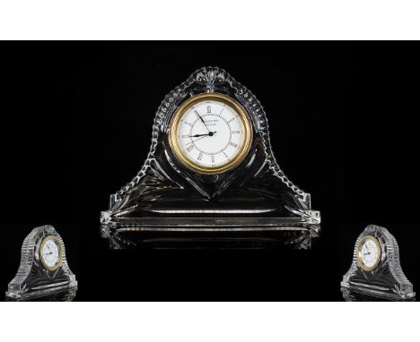 Waterford Crystal Mantel Clock of Pleasing Form and Quality. Working at time of Cataloging. 5.5 Inches - 13.25 cm High &amp; 