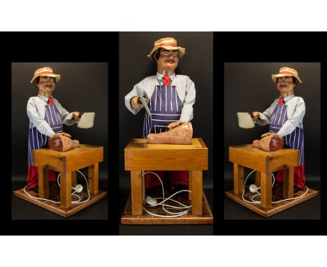 Advertising Automaton Interest Shop Display Mechanical Figure Mid 20th Century animated display model in the form of a butche