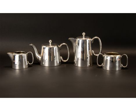 A Four Piece Plated Tea Service Of plain form comprising teapot, coffee pot, sugar bowl and milk jug. Please see image