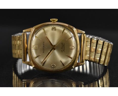 A Rotary gentleman's 9ct gold cased wristwatch, silvered dial, quartered Arabic numerals and arrow baton markers, centre seco