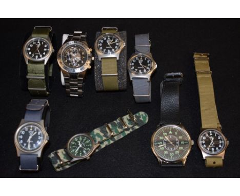 Watches - a Royal Airforce commemorative wristwatch, 70 years the Spitfire, boxed;  a Pulsar replica military issue watch, qu