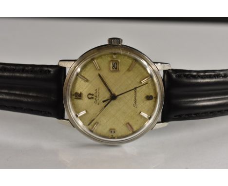 Omega - a vintage 1960s gentleman's automatic Seamaster constellation wristwatch, textured silvered dial, block batons, quart
