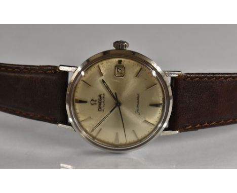 Omega - a vintage Seamaster automatic wristwatch, brushed silvered dial, arrow batons, minute track, centre seconds, date ape