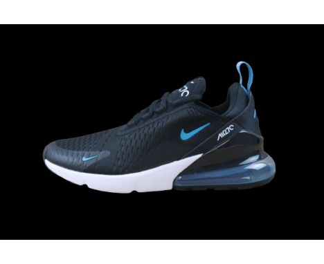 Nike Air Max 270 Unisex Trainers, Black and Light Blue Fury, UK 6