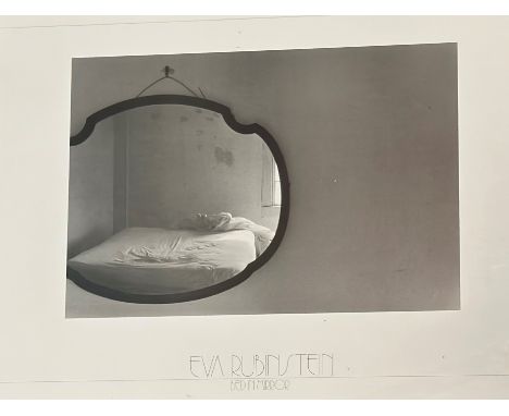Eva Rubinstein, titled Bed and Mirror print, in a silver glazed frame. (44cmx59cm)