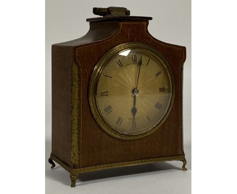 An early 20th century mahogany mantel clock, the gilt dial with Roman chapter ring inscribed Jas Hardy &amp; Co, Edinburgh ei