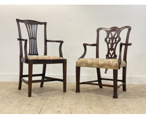 An Edwardian mahogany carver dining chair of Chippendale design, the acanthus carved and moulded crest rail above peirced spl