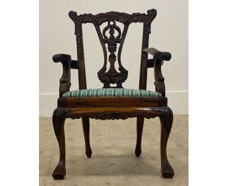 A miniature elbow chair of Chippendale design, late 20th century, H50cm