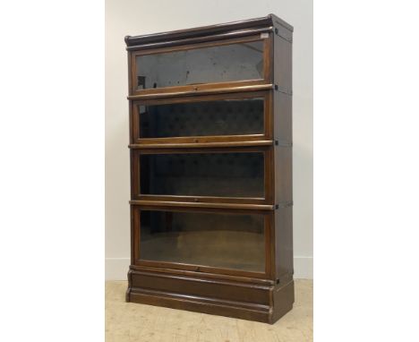 Globe Wernicke, an early 20th century four height staking library bookcase, each tier with glazed up and over door H147cm, W9