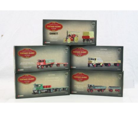 Five boxed ltd edn Corgi Vintage Glory of Steam diecast models to include 80009 Sentinel Charringtons, 80307 Garrett Anker Va