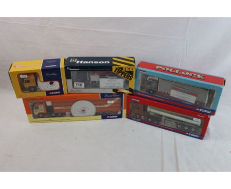 Five boxed Corgi ltd edn diecast models to include CC12705 Jack Richards &amp; Sons, CC11804 Hanson, CC13712 Shirley's Transp
