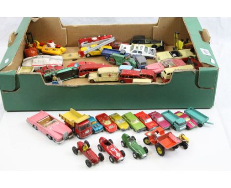 Approximately 50 vintage play worn diecast models to include Dinky, Corgi and Matchbox 