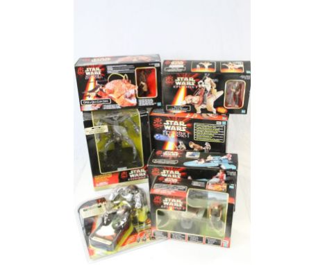 Star Wars - Seven boxed/carded Episode 1 figures and accessories to include Opee, Jar Jar Cannon, Ammo Wagon, Kaadu, Flash Sp