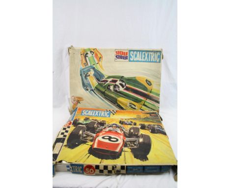 Two boxed Scalextric Grand Prix motor racing to include 50 Set with instructions and You Steer Y5 400 set minimodels by Trian