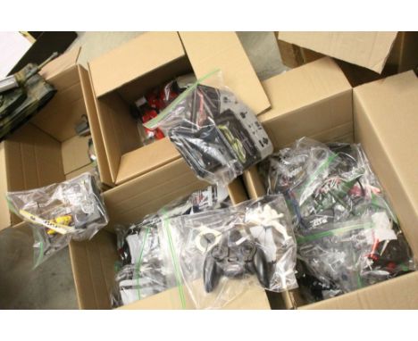 Large group of various r/c models to include planes, tanks and cars (4 boxes)