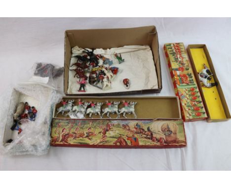 Group of vintage metal figures to include Wild West, soldiers featuring Lincoln and Crescent 