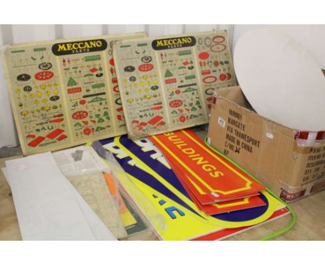 Collection of various ex Toy shop materials to include Hornby signage, large Corgi stickers, Britains, branded tape for Airfi