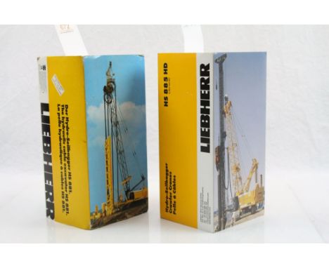 Two boxed 1:50 Conrad Liebherr diecast construction models to include 2831 /02 HS885HD Litronic Crawler Cranes (minor damage 