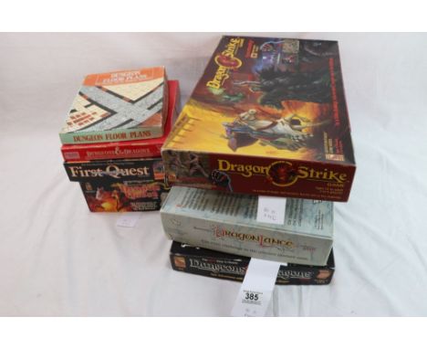 8 boxed Dungeons and Dragons role playing game to include TSP First Quest, TSR Basic Rules Set 1, Dragon Quest, Dragon Strike