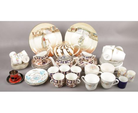 A quantity of ceramics to include Imari pattern teawares, Royal Doulton, Carlton ware cup &amp; saucers, etc.  