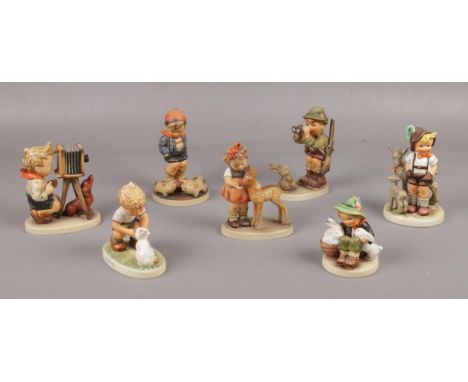 Seven Goebel ceramic figures, Farm Boy Hum 66, Playmates Hum 58, Friends Hum 136 examples to include Exclusive edition Privat