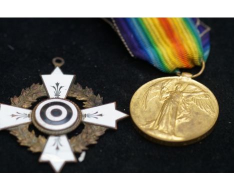 1914 / 1919 Great War Medal - PTE .S. Gregory - Lancs Fusiliers together with a 1925 Medal and enamel Pendant