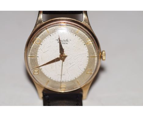 Rare 9ct Gold cased Everite super wristwatch, currently ticking &amp; keeping good time over a short testing period, no signs