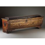 A GILTWOOD AND PAINTED PLASTER (PASTIGLIA) DECORATED CASSONE