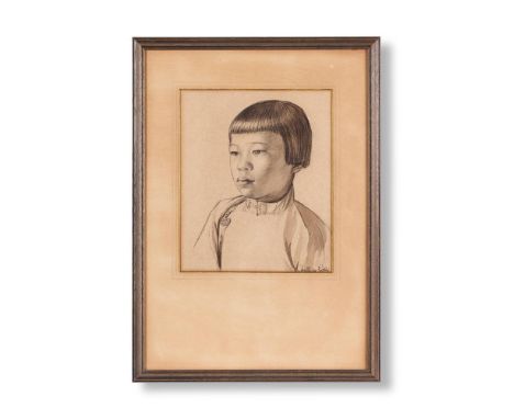 λ&nbspCONSTANCE LOUISE FIDLER (BRITISH 1904-1971) PORTRAIT OF A SOUTHEAST ASIAN GIRL, 'GEM' Pencil and wash Signed (lower rig