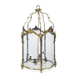 A LOUIS XV STYLE GILT BRONZE HALL LANTERN, 19TH CENTURY
