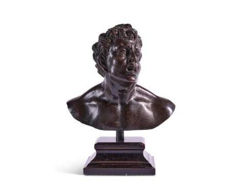 A BRONZE BUST OF A MAN  VENETIAN, 16TH/17TH CENTURY  On modern ebonised wood base bronze 13.5cm high, 17.5cm wide, 22.5cm hig