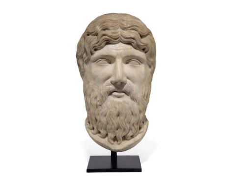 A WHITE MARBLE HIGH RELIEF PORTRAIT OF A BEARDED MAN  ITALIAN, PROBABLY 14TH/15TH CENTURY  Set on modern base  bust 39cm high