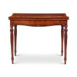 A GEORGE III MAHOGANY CONCERTINA-ACTION CARD TABLE, LATE 18TH CENTURY