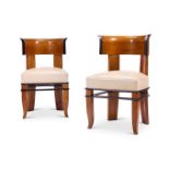 A PAIR OF WALNUT AND EBONISED SIDE CHAIRS, BY MARCELLO PIACENTINI (1881 - 1960)
