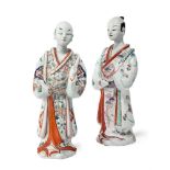 A LARGE PAIR OF IMARI PORCELAIN MALE FIGURES JAPANESE, 17TH CENTURY