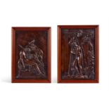 AFTER THE ANTIQUE- A PAIR OF BRONZED COPPER RELIEFS
